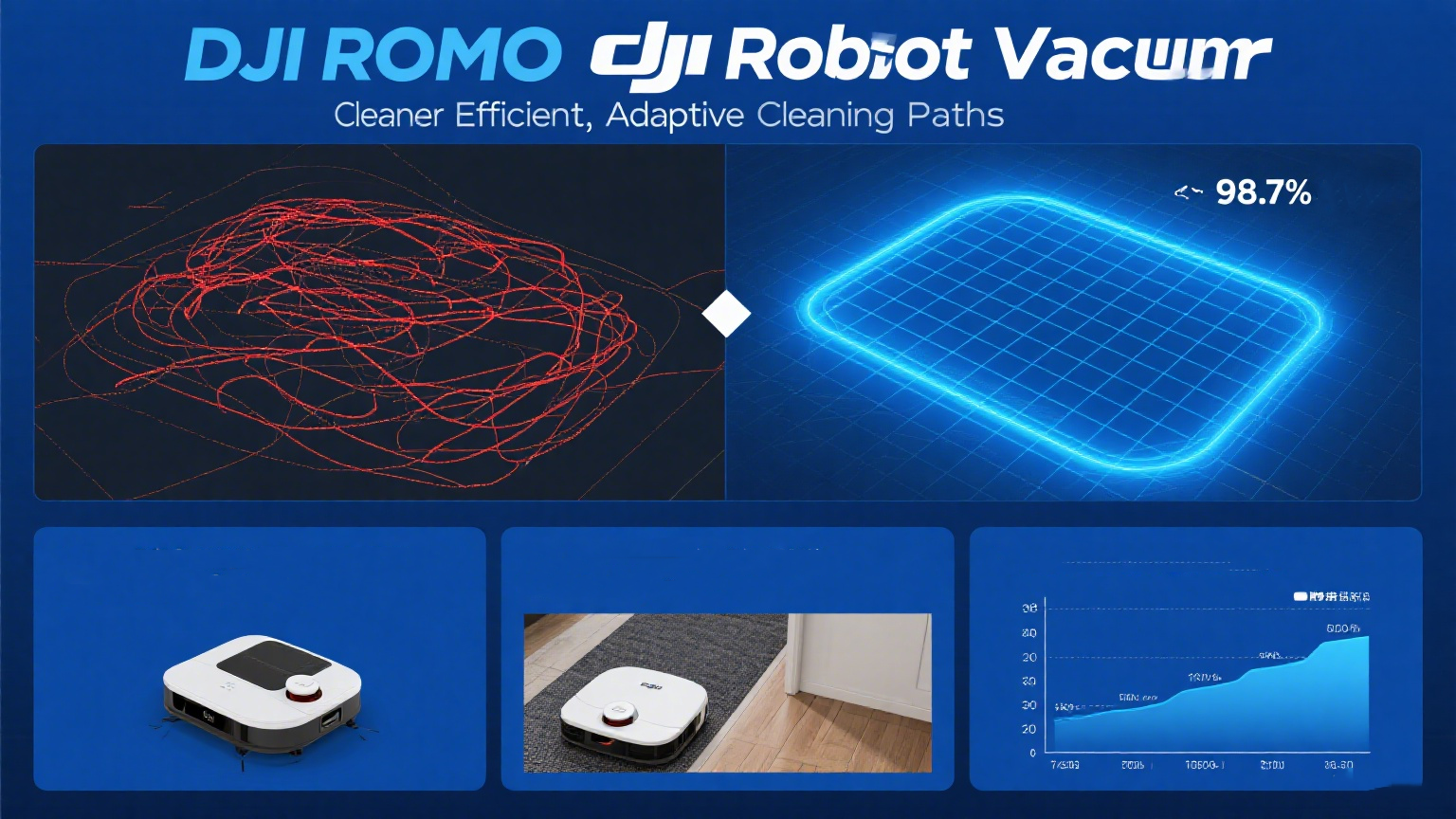 DJI ROMO 로봇 진공청소기 효율적이고 적응형 청소 경로