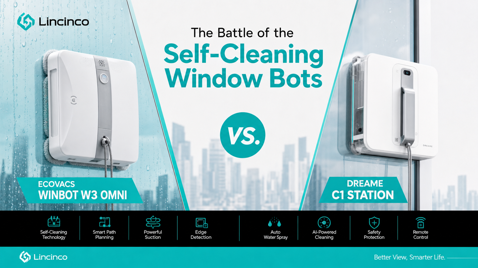 Ecovacs Winbot W3 Omni 대 Dreame C1 스테이션: 자가 청소 창 봇의 전투